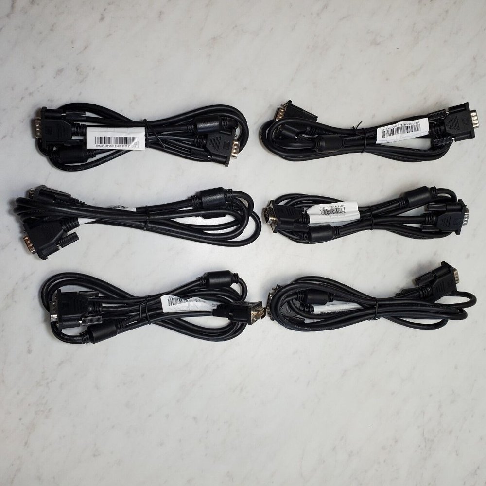 Lot of 6 Genuine HP 924318 Male To Male C2G VGA D-SUB Monitor Cable 15 P 5' New